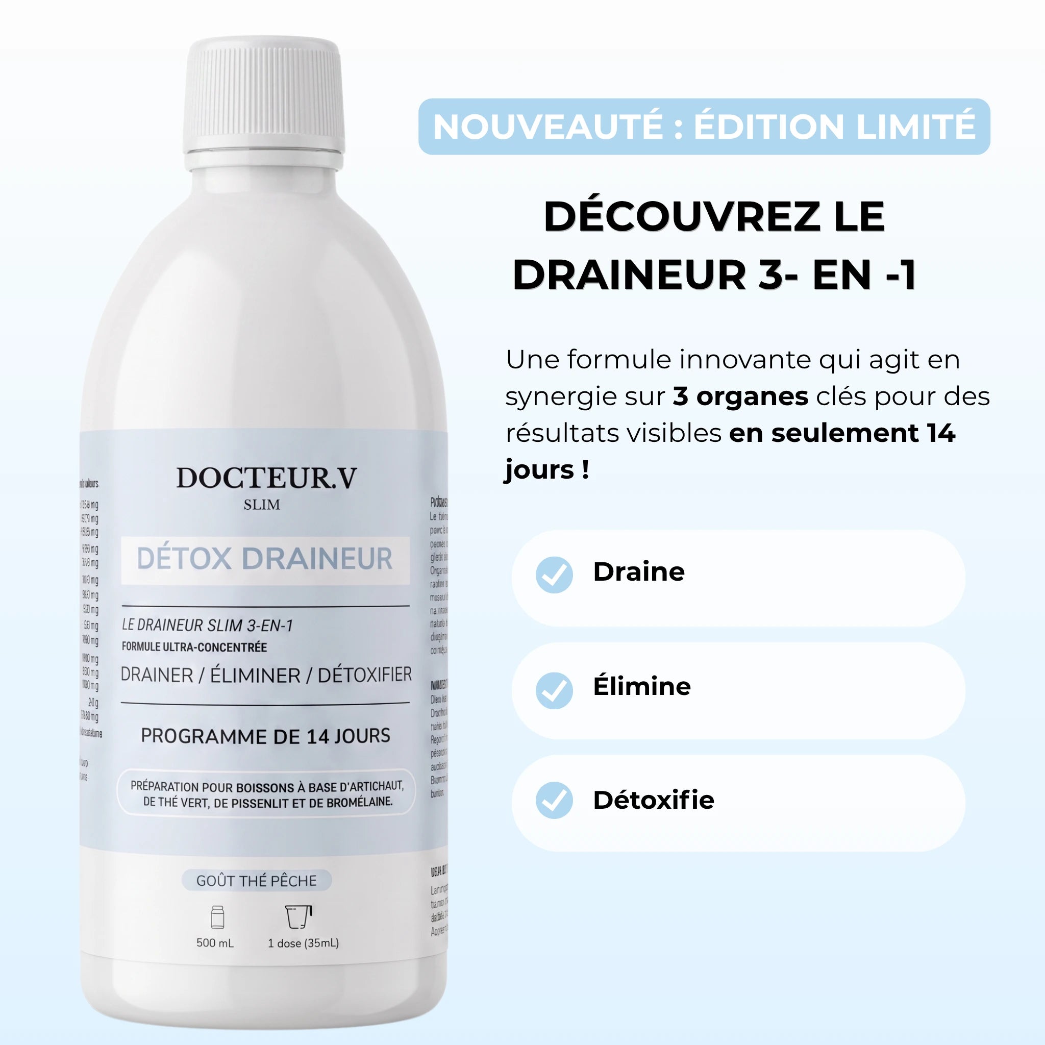 Détox Draineur Slim 3-en-1 | Formule Ultra Concentrée